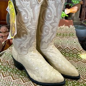 New with tag John Chisholm ostrich full quill dress boots cowboy western 6.5 men
